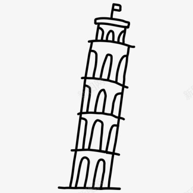 比萨斜塔建筑意大利地标图标