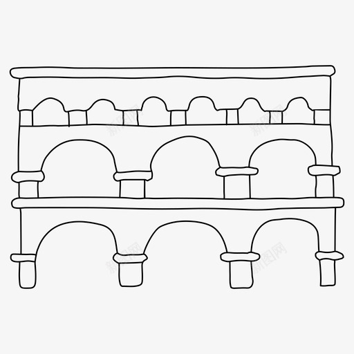 加德桥渡槽桥svg_新图网 https://ixintu.com 加德 渡槽 法国 素描 世界 地标 柯纳 细线