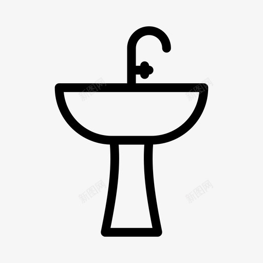 水槽浴缸水龙头svg_新图网 https://ixintu.com 水龙头 水槽 浴缸 家庭 室内 家居装饰 像素 完美 线条 轮廓