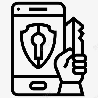 智能手机安全访问锁图标