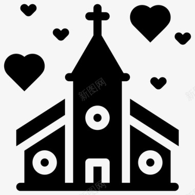 恋爱中的教堂礼拜堂婚姻图标