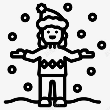 雪圣诞节女孩图标