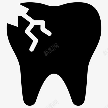 裂牙损坏牙齿护理图标