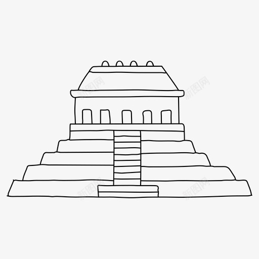 帕伦克建筑玛雅svg_新图网 https://ixintu.com 帕伦克 建筑 玛雅 墨西哥 寺庙 世界 地标 柯纳 细线