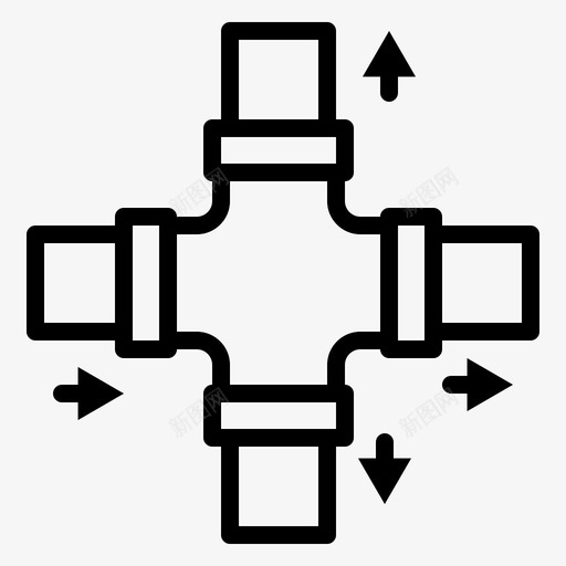 四通弯头等径三通svg_新图网 https://ixintu.com 四通 弯头 头等 三通 铅锤 管道