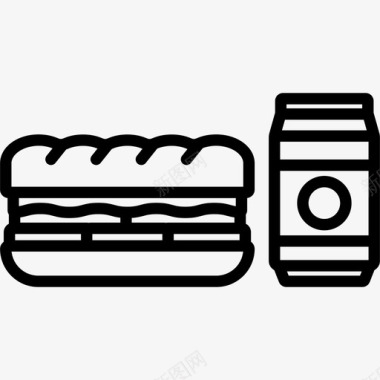 三明治和苏打水饮料快餐菜单图标