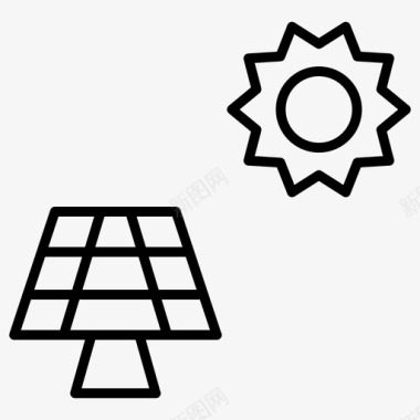 太阳能太阳能板太阳能和电池薄图标