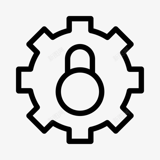 锁齿轮保护svg_新图网 https://ixintu.com 齿轮 保护 设置 安全 像素 完美 线条 轮廓
