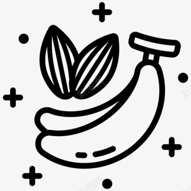 杏仁和香蕉新鲜香蕉新鲜水果图标