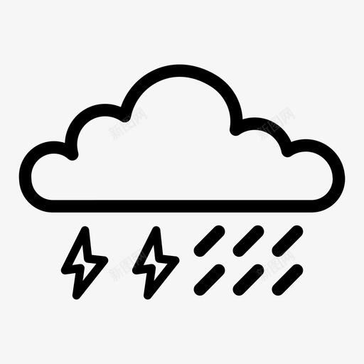 雨和闪电云天气svg_新图网 https://ixintu.com 闪电 云雨 云天 天气