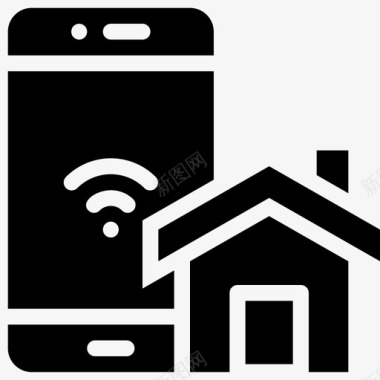 智能手机和家庭控制网络图标