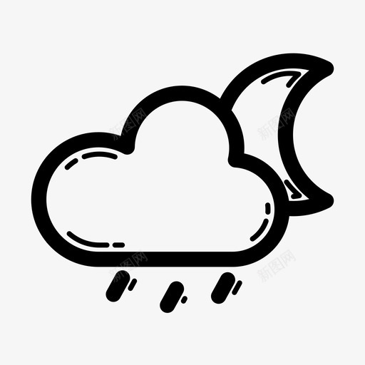 夜雨云天气svg_新图网 https://ixintu.com 天气 雨夜 雨云 报告