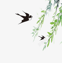 中国古风水墨水彩手绘燕子免扣透明 PS设计 61素材