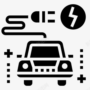 插入式混合动力电动汽车电源充电图标