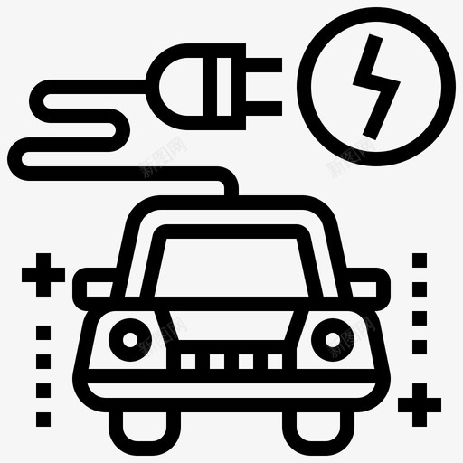 插电式混合动力电动汽车动力充电svg_新图网 https://ixintu.com 动力 插电 混合 电动汽车 充电 电动车 线路