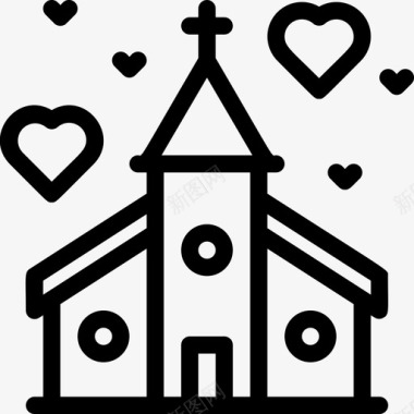 爱的教堂礼拜堂婚姻图标