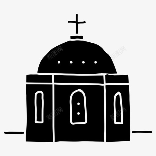 蓝穹顶教堂建筑希腊svg_新图网 https://ixintu.com 穹顶 教堂 建筑 希腊 圣托 里尼 素描 世界 地标