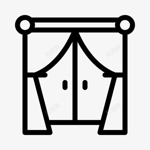 窗帘家具家居svg_新图网 https://ixintu.com 室内 窗帘 家具 家居 窗户 家居装饰 像素 完美 线条 轮廓