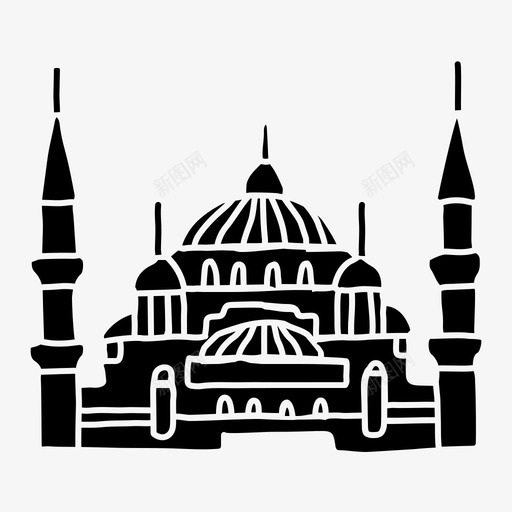 蓝色清真寺建筑伊斯坦布尔svg_新图网 https://ixintu.com 蓝色 清真寺 建筑 伊斯坦布尔 素描 土耳其 世界 地标