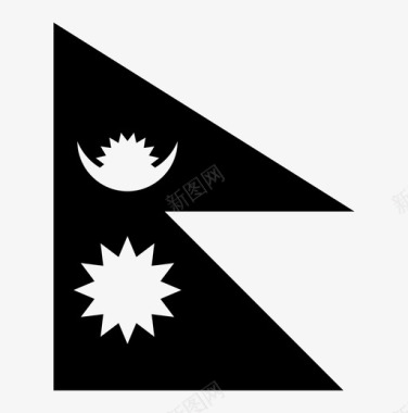 尼泊尔国旗新月形几何形图标
