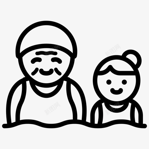 游泳课孙女奶奶svg_新图网 https://ixintu.com 游泳 老人 孙女 奶奶 孩子 假期