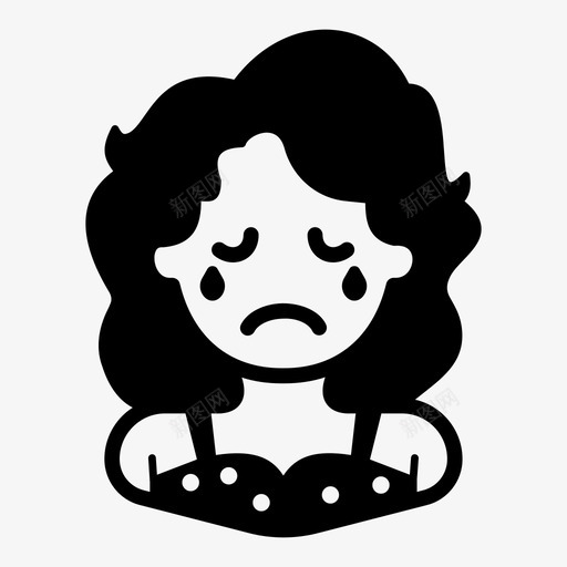 哭表情符号情感svg_新图网 https://ixintu.com 表情 符号 女性 情感 感觉