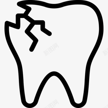 裂牙损坏牙齿护理图标