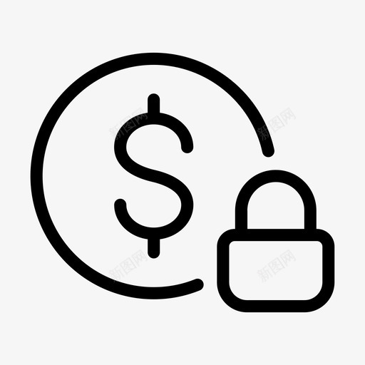 美元货币锁svg_新图网 https://ixintu.com 安全 美元 货币 保护 标志