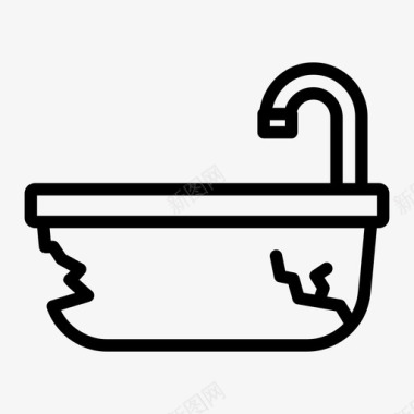 破浴缸浴室裂缝图标