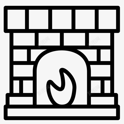 壁炉客厅温暖svg_新图网 https://ixintu.com 壁炉 冬天 客厅 温暖 象征 轮廓