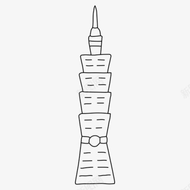 台北101素描摩天大楼图标