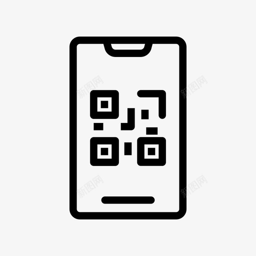 二维码手机电话svg_新图网 https://ixintu.com 二维 手机 电话 产品 生物 认证和 线条 符号