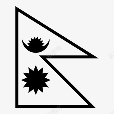 尼泊尔国旗新月形几何形图标