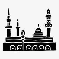 沙特阿拉伯地标先知清真寺建筑中东高清图片