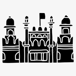 印度大皇宫红堡综合体建筑印度高清图片