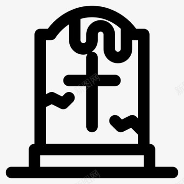 坟墓墓地万圣节基本轮廓图标图标