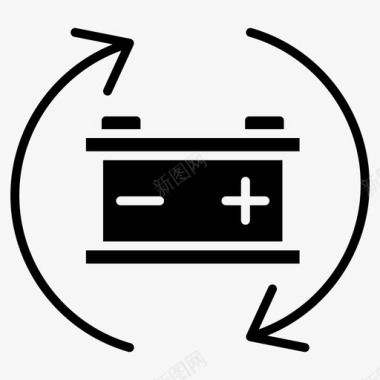 回收电池再利用能源和电池填充图标