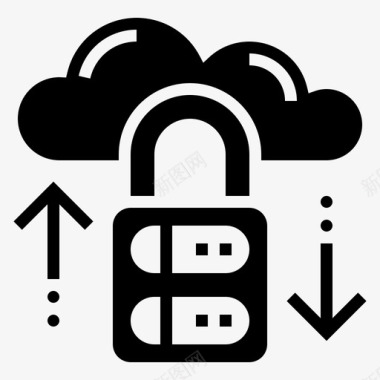 云存储保护数据安全图标