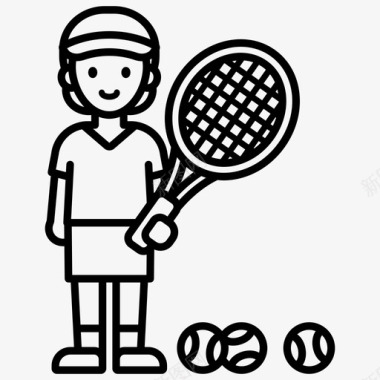 网球运动员球运动图标
