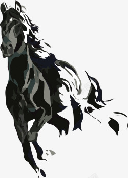 意境马奔跑的马水墨画PNG免抠素材高清图片