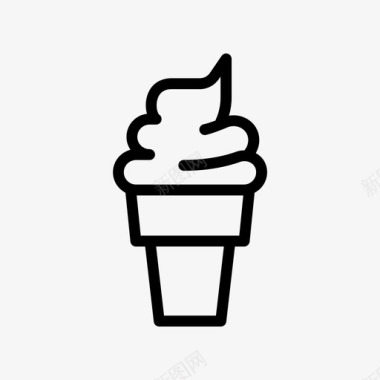 冰淇淋蛋筒甜点冰淇淋线条符号图标