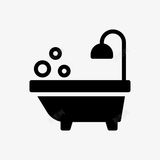 浴缸泡泡淋浴svg_新图网 https://ixintu.com 浴缸 泡泡 淋浴 洗手间 家具 线条