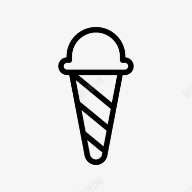 冰淇淋蛋筒甜点冰淇淋线条符号图标