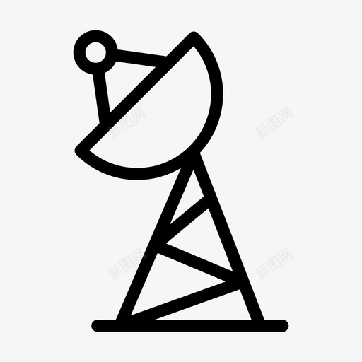 卫星天线广播svg_新图网 https://ixintu.com 天线 卫星 广播 碟形 无线 军用 线条 符号