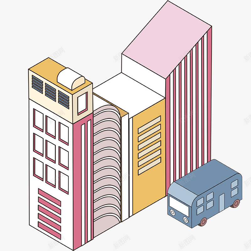 卡通建筑透明png免抠素材_新图网 https://ixintu.com 卡通 建筑 透明