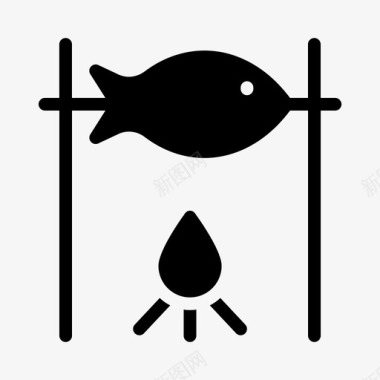 鱼烹饪火图标