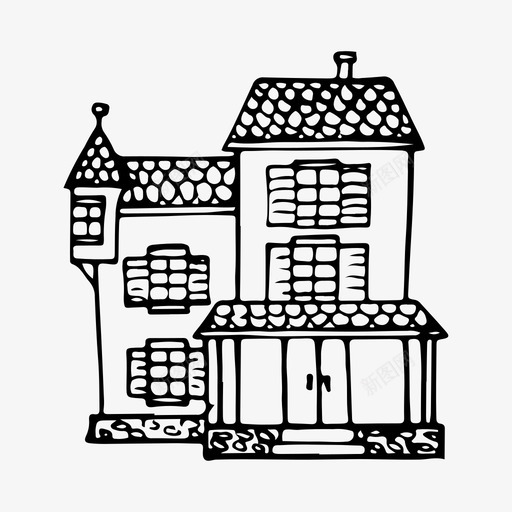 房子建筑手绘svg_新图网 https://ixintu.com 房子 建筑 手绘家 素描