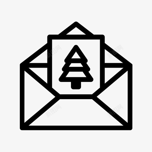 圣诞邮件卡与树假日冬季svg_新图网 https://ixintu.com 圣诞 邮件 冬季 假日 图标 收集
