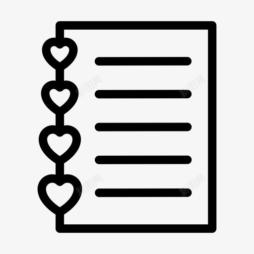 爱情书日记svg_新图网 https://ixintu.com 爱情 情书 日记 清单 笔记本 浪漫 线条 符号