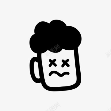 死啤酒斜视醉酒图标